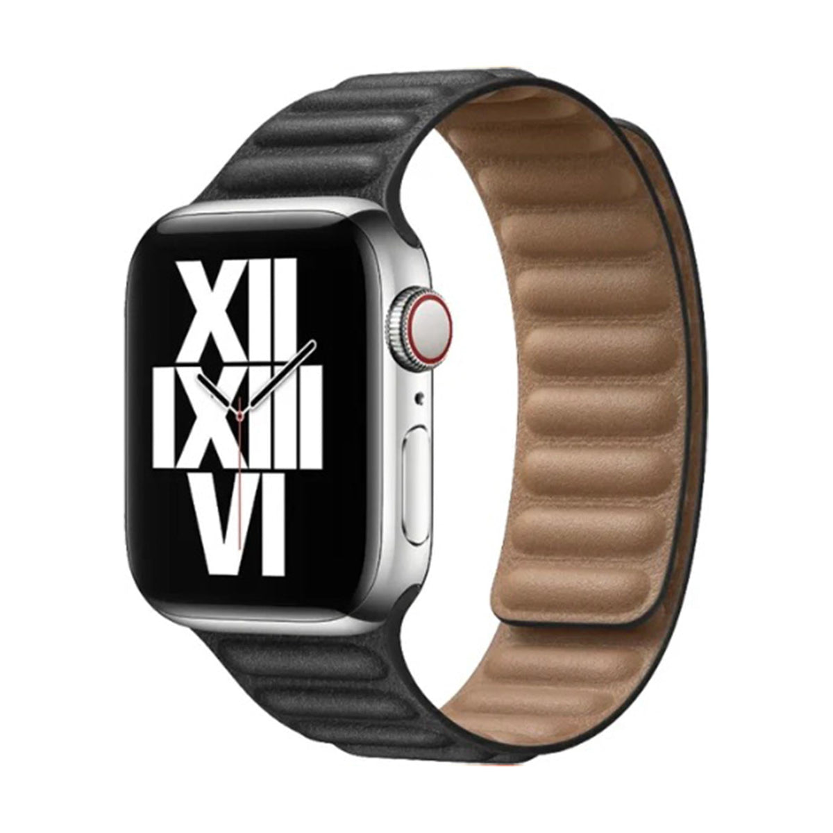 Apple Watch Lederarmband mit Magnetverschlüssen Schwarz